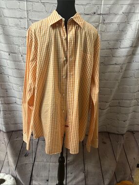 Tailor Vintage Orange and White Gingham Button-Down Shirt